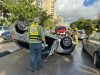 נהגים שימו לב: רכב התהפך ברחוב בגין – הכביש חסום